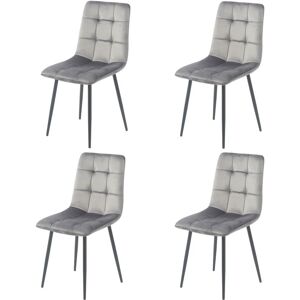 Fairmont Park Set Of 4 Plush Velvet Padded Dining Chairs With Metal Legs Home Furniture Grey 87cm H X 44cm W X 55cm D