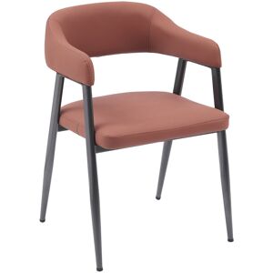 Corrigan Studio Retro Dining Chair PU Leather Upholstered Metal Armchair Tan 68cm H;68cm H