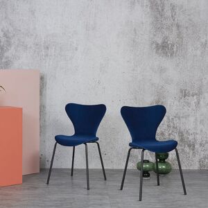 Canora Grey 2 Makai Velvet Upholstered Dining Chair with Powder Coated Metal Legs Navy/Black 83cm H X 50cm W X 50.5cm D