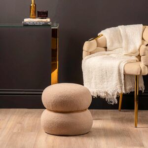 Metro Conda Velvet Boucle Dressing Stool for Bedroom Furniture, Modern Accent Stool with MDF Base Beige 36cm H X 38cm W X 38cm D