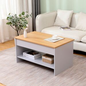 FurnitureHMD Furniture hmd Modern Living Room Coffee Table Tea Table With Hidden Storage And Shelf Beige 45cm H X 85cm W X 50cm D