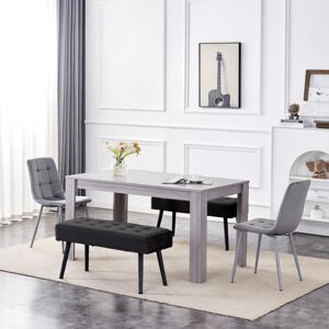Fairmont Park Fairmont Dining Table with 2 Velvet Chairs and 2 Benches Grey 75cm H x 140cm L x 80cm W
