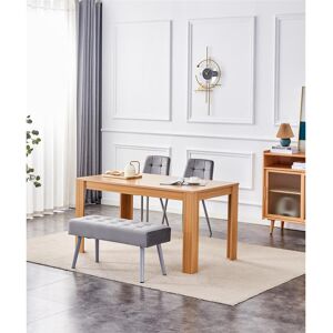 Fairmont Park Dining Table and 2 Chairs And Bench Oak Effect Wood Table 1 Grey Velvet Chairs Dining Room Oak 75