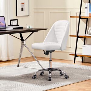 Yaheetech Modern Office Chair with Silver Chrome Base White 55cm W X 58cm D