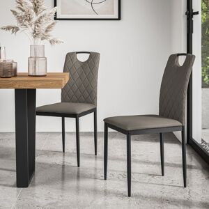 George Oliver Monza Fabric Dining Chair Modern Padded Seat Metal Legs Kitchen Grey Velvet/Matte Black 36.2cm H X 17.9cm W X 22.8cm D
