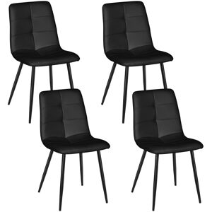 George Oliver Dining Chairs Set Of 4,upholstered Cushion Seat And Sturdy Black Metal Legs Kitchen Chair Black 83cm H X 43cm W X 40cm D
