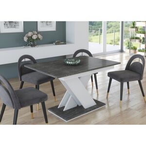 Latitude Run Xan 160cm L x 80cm W Dining Table Grey Marble Effect/White
