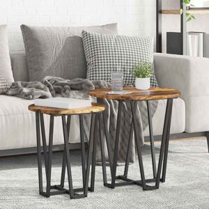 Borough Wharf Side Table Set 2 Pcs Old Wood And Black 50 X 50 X 50.5 Cm Smoked Oak 50.5cm H X 50cm W X 50cm D