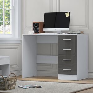 Zipcode Design Eva High Gloss 4 Drrawer Dressing Table - H: 72cm x D: 39.5cm x W: 99cm Matte White/Gloss Grey 72cm H X 99cm W X 39.5cm D