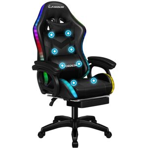ELFORDSON Adjustable Reclining Faux Leather Swiveling PC & Racing Game Chair Black 127cm H X 68cm W X 68cm D