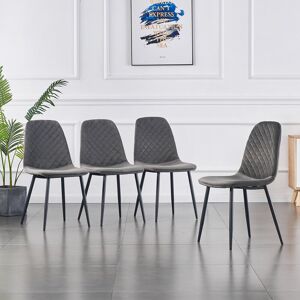 George Oliver Kaylani Modern Upholstered Dining Chair Grey Velvet/Black 84.5cm H X 44cm W X 40cm D