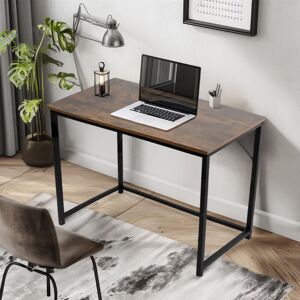 17 Stories Computer Desk Office Work Rustic Wooden Grain Finish Rectangle Oira Brown/Black 76cm H x 100cm W x 50cm D