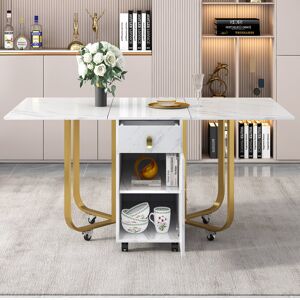 Fairmont Park Folding Dining Table With Cabinet, Mobile Folding Table Gold colours