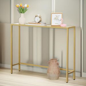 Fairmont Park Sirine 100 Console Table With Tempered Glass Top Gold 80cm H X 100cm W X 22cm D