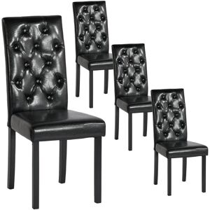 Ophelia & Co. Set Of 4 Dining Chairs,Upholstered Faux Leather Seat With Solid Wooden Legs For Dining Room Living Room Bedroom Black 98cm H X 43.5cm W X 46.5cm D