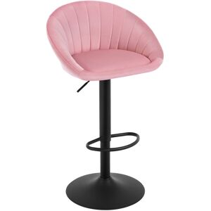 Fairmont Park Bar Stool Height Adjustable Swivel Kitchen Stool With Backrest Stool Kitchen Bar Counter Stool 150Kg Velvet Metal Pink 41cm W X 41cm D
