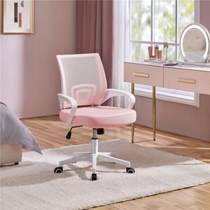 Yaheetech Mid-Back Mesh Swivel Office Chair Pink/White 60.5cm W;97cm H X 60.5cm W X 60cm D;60.5cm W;60.5cm W;97cm H X 60.5cm W X 60cm D;60.5cm W