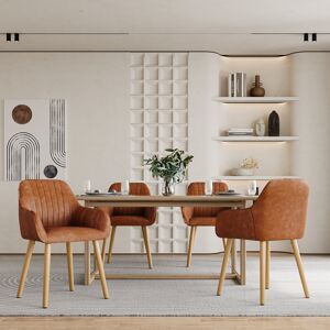 Corrigan Studio 49.5cm H Faux Leather Upholstered Dining Chair Natural Wood 84cm H X 57.5cm W X 53cm D