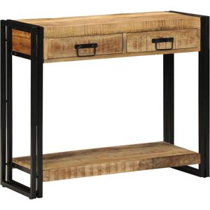 Borough Wharf Console Table Brown, Black Solid Rough Mango Wood, Iron Natural 75cm H x 90cm W x 33cm D