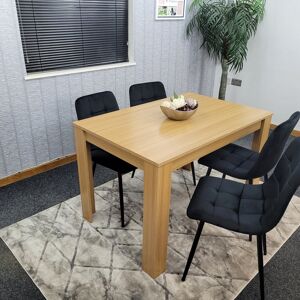 Fairmont Park Dining Set Of 4, Dining Table And 4 Chairs Kitchen Dining Set For Velvet Chairs And Wooden Table Oak Effect 117cm And 4 Grey Or Black Tufted Chairs Black 4