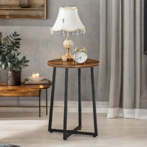 Borough Wharf Narrow Round Top Side Table End Table Industrial Rustic Brown Living Room Furniture Black;Brown 55cm H X 40cm W X 40cm D