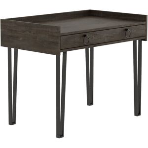 Brayden Studio Roseann Chic Desk with Metal Legs - Compact Desk with Storage Drawer Dark Coffee 100cm W