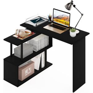 Ebern Designs Dontay L-Shape Computer Desks with Side Shelves Americano 72.4cm H X 100.1cm W X 80.3cm D Ebern Designs Dontay L-Shape Computer Desks with Side Shelves Americano 72.4cm H X 100.1cm W X 80.3cm D