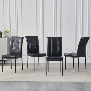 17 Stories Black Pu Leather Dining Chair With Soft Cushion, High Back Upholstered Dining Chair With Metal Legs Black 97.5cm H X 41cm W X 49.5cm D 17 Stories Black Pu Leather Dining Chair With Soft Cushion, High Back Upholstered Dining Chair With Metal Legs Black 97.5cm H X 41cm W X 49.5cm D