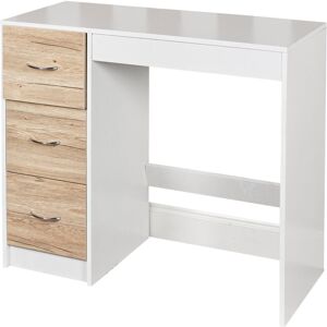 Ebern Designs Keeter Dressing Table White/Oak 79.5cm H X 93cm W X 40cm D Ebern Designs Keeter Dressing Table White/Oak 79.5cm H X 93cm W X 40cm D
