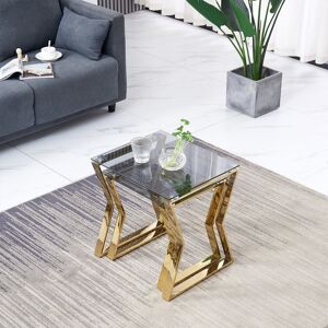 Fairmont Park Taoussi 2-Piece Stainless Steel Frame Nest of Tables with Tampered Glass Gold 49cm H X 47cm W X 41cm D Fairmont Park Taoussi 2-Piece Stainless Steel Frame Nest of Tables with Tampered Glass Gold 49cm H X 47cm W X 41cm D
