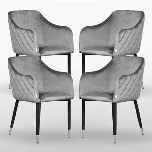 Canora Grey Holdenville Modern Velvet Dining Chair - Ergonomic Button Back with Metal Legs - Armchair for Living Room Dining Room Restaurants Black/Silver/Grey 81cm H X 55cm W X 60.5cm D Canora Grey Holdenville Modern Velvet Dining Chair - Ergonomic Button Back with Metal Legs - Armchair for Living Room Dining Room Restaurants Black/Silver/Grey 81cm H X 55cm W X 60.5cm D