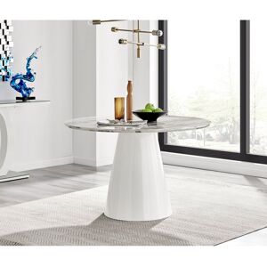 Canora Grey Tierra Statement Pedestal Round Dining Table - Luxury Modern Design White Marble/White Canora Grey Tierra Statement Pedestal Round Dining Table - Luxury Modern Design White Marble/White