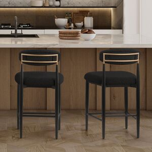 Brayden Studio 65cm Upholstered Bar Stool With Metal Frame, Counter Height (Set of 2) Black Boucle 94cm H X 53.1cm W X 55.5cm D Brayden Studio 65cm Upholstered Bar Stool With Metal Frame, Counter Height (Set of 2) Black Boucle 94cm H X 53.1cm W X 55.5cm D