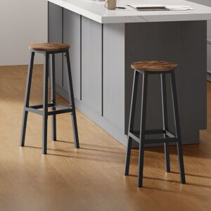 Borough Wharf Bar Stools Set Of 2, Kitchen Stools, Bar Chairs With Metal Frame And Footrest, Easy To Assemble, 74 Cm High, For Kitchen, Living Room, Dining Room Rustic Brown/Black 74cm H X 32cm W X 32cm D Borough Wharf Bar Stools Set Of 2, Kitchen Stools, Bar Chairs With Metal Frame And Footrest, Easy To Assemble, 74 Cm High, For Kitchen, Living Room, Dining Room Rustic Brown/Black 74cm H X 32cm W X 32cm D