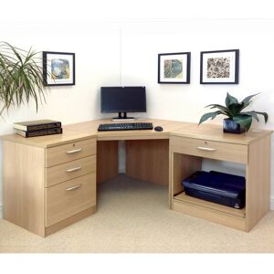 Ebern Designs Brelyn Corner Executive Desk Classic Oak 72cm H X 201.9cm W X 154cm D Ebern Designs Brelyn Corner Executive Desk Classic Oak 72cm H X 201.9cm W X 154cm D