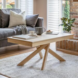 Metro Brianney Cross Legs Coffee Table Whitewash Oak 46cm H X 110cm W X 55cm D Metro Brianney Cross Legs Coffee Table Whitewash Oak 46cm H X 110cm W X 55cm D