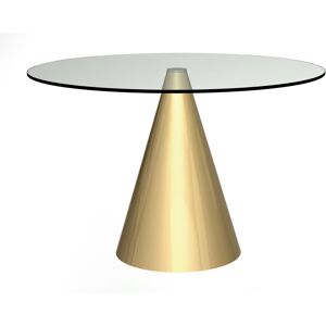Ebern Designs Bedminster Pedestal Dining Table Clear/Brass 72.8cm H x 110cm W x 110cm L Ebern Designs Bedminster Pedestal Dining Table Clear/Brass 72.8cm H x 110cm W x 110cm L