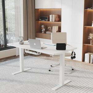 Zipcode Design Hieronymus Electric Adjustable T-Shape Standing Desk Home Desk With Backpack Hook And Memory Smart Pannel White 140cm W x 60cm D Zipcode Design Hieronymus Electric Adjustable T-Shape Standing Desk Home Desk With Backpack Hook And Memory Smart Pannel White 140cm W x 60cm D