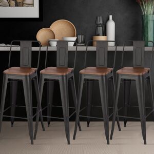 Borough Wharf Mccray Set of 4 Metal Frame Industrial Style High Chair Bar Stool Brown 105cm H X 43cm W X 43cm D Borough Wharf Mccray Set of 4 Metal Frame Industrial Style High Chair Bar Stool Brown 105cm H X 43cm W X 43cm D