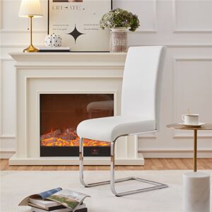 Yaheetech Faux Leather Dining Chairs with Chrome Legs High Back Kitchen Chairs White 103cm H X 41.5cm W X 55cm D Yaheetech Faux Leather Dining Chairs with Chrome Legs High Back Kitchen Chairs White 103cm H X 41.5cm W X 55cm D