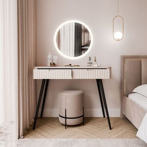 Canora Grey Novi Dressing Table with Mirror Cashmere/Black 80cm H X 103cm W X 49cm D Canora Grey Novi Dressing Table with Mirror Cashmere/Black 80cm H X 103cm W X 49cm D