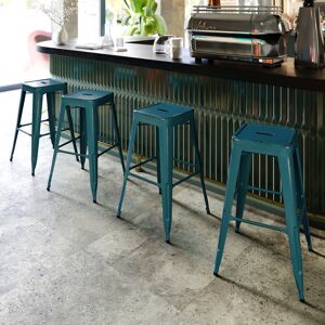 Borough Wharf Kai Industrial Style Bar Stool - Set of 4 - Modern Metal Counter or Bar Height Kelly Blue Counter Stool (24" Seat Height) Borough Wharf Kai Industrial Style Bar Stool - Set of 4 - Modern Metal Counter or Bar Height Kelly Blue Counter Stool (24" Seat Height)