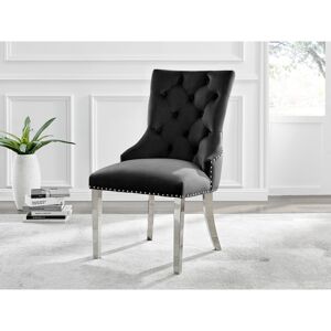 Canora Grey Eubanks Velvet Knockerback Dining Chairs with Metal Rivets and Chrome Legs Black/Silver 96.5cm H X 62cm W Canora Grey Eubanks Velvet Knockerback Dining Chairs with Metal Rivets and Chrome Legs Black/Silver 96.5cm H X 62cm W