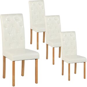 Ophelia & Co. Set Of 4 Dining Chairs,Upholstered Faux Leather Seat With Solid Wooden Legs For Dining Room Living Room Bedroom White 98cm H X 43.5cm W X 46.5cm D Ophelia & Co. Set Of 4 Dining Chairs,Upholstered Faux Leather Seat With Solid Wooden Legs For Dining Room Living Room Bedroom White 98cm H X 43.5cm W X 46.5cm D