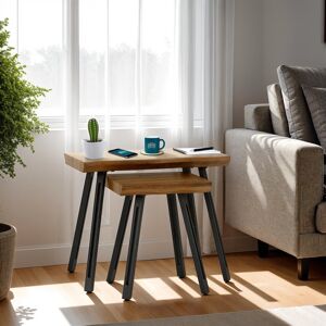 Rio Alexsandra Wave Edge Nest of Tables Medium Oak 14cm H X 60cm W X 50.5cm D Rio Alexsandra Wave Edge Nest of Tables Medium Oak 14cm H X 60cm W X 50.5cm D