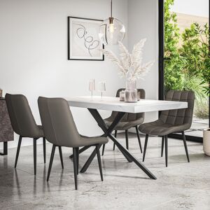 Fairmont Park Donni Dining Table And Chairs - Table Top w Legs + Nova Faux Leather Dining Chair Set Of 4 White/Black/Grey 4 Fairmont Park Donni Dining Table And Chairs - Table Top w Legs + Nova Faux Leather Dining Chair Set Of 4 White/Black/Grey 4