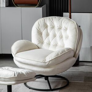 George Oliver Baeddan Swivel Chair With Foot Stool Beige White 85cm H X 81cm W X 86cm D George Oliver Baeddan Swivel Chair With Foot Stool Beige White 85cm H X 81cm W X 86cm D