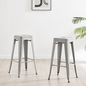Borough Wharf Honora Classic Industrial Metal Breakfast Bar Stool - Style Bold Colour Stackable Grey 76cm H X 43cm W X 43cm D Borough Wharf Honora Classic Industrial Metal Breakfast Bar Stool - Style Bold Colour Stackable Grey 76cm H X 43cm W X 43cm D
