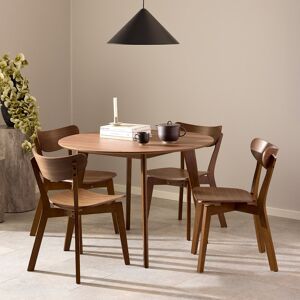 Corrigan Studio Roxby Round Dining Table in Oak 105x76cm Included 4 Roxby Dining Chairs in Oak Brown/Walnut 76cm H x 105cm W x 105cm D Corrigan Studio Roxby Round Dining Table in Oak 105x76cm Included 4 Roxby Dining Chairs in Oak Brown/Walnut 76cm H x 105cm W x 105cm D