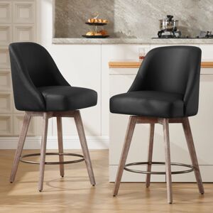 Corrigan Studio Modern Mid-Century Swivel Bar stool with Backs and Wood Legs Black 96.5cm H X 45.5cm W X 60.5cm D Corrigan Studio Modern Mid-Century Swivel Bar stool with Backs and Wood Legs Black 96.5cm H X 45.5cm W X 60.5cm D
